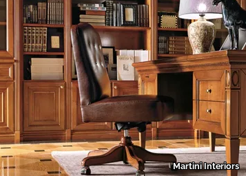 INCONTRI - Swivel leather armchair with castors _ Martini Interiors