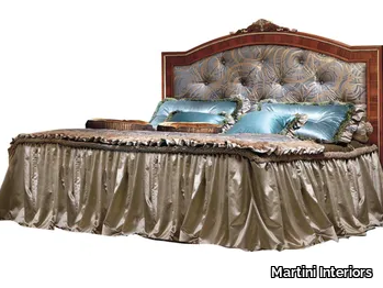 EMOZIONI - Wooden double bed with upholstered headboard _ Martini Interiors