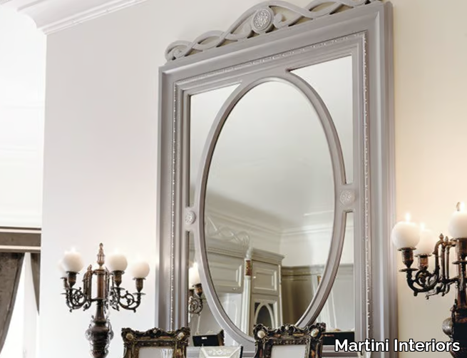 INCONTRI - Rectangular framed wall-mounted wooden mirror _ Martini Interiors