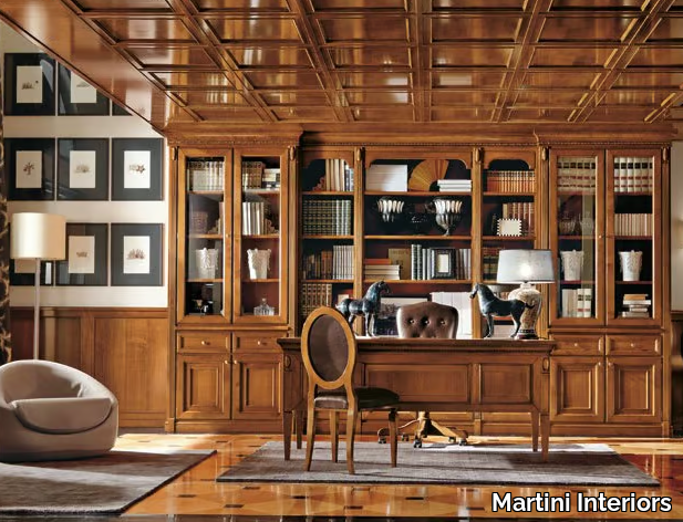 TORINO - Wall-mounted custom cherry wood bookcase _ Martini Interiors