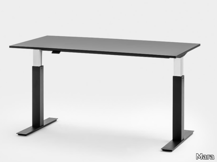 FOLLOW DESK - Height-adjustable rectangular office desk with cable management _ Mara