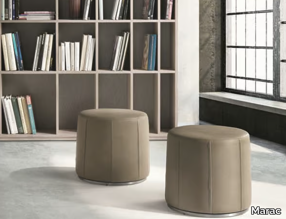 DODO - Upholstered leather pouf with removable lining _ Marac