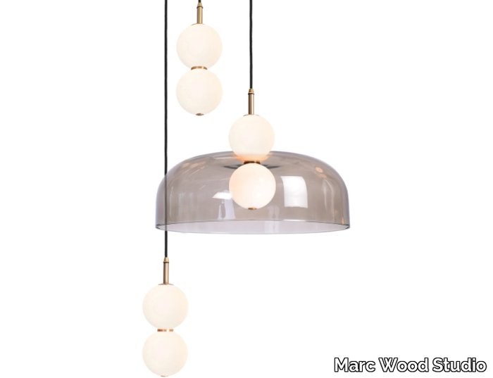 ECHO CLUSTER 3 - LED glass and brass pendant lamp _ Marc Wood Studio