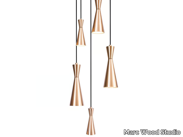 CONE CLUSTER 5 - LED brass pendant lamp _ Marc Wood Studio