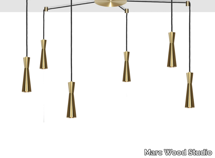 CONE CLUSTER 6 - LED brass chandelier _ Marc Wood Studio