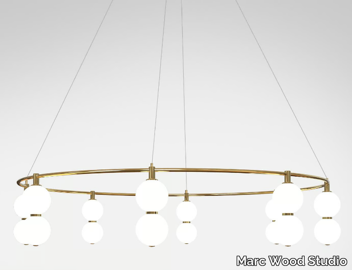 ECHO CHANDELIER CIRCULAR LARGE - LED brass and glass pendant lamp _ Marc Wood Studio