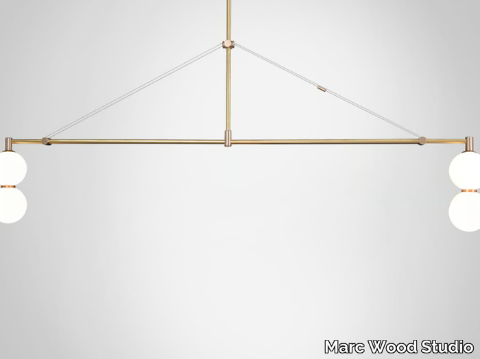 ECHO CHANDELIER LINEAR 2 - LED brass and glass pendant lamp _ Marc Wood Studio