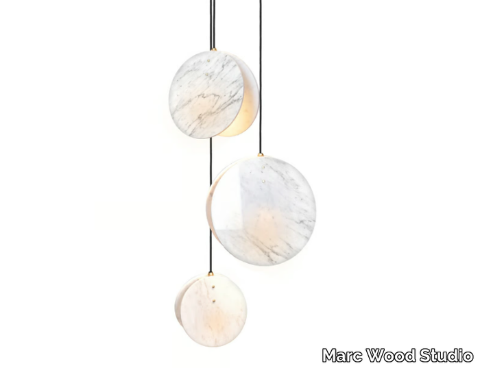 SHELL 3 PIECE - LED Carrara marble pendant lamp _ Marc Wood Studio