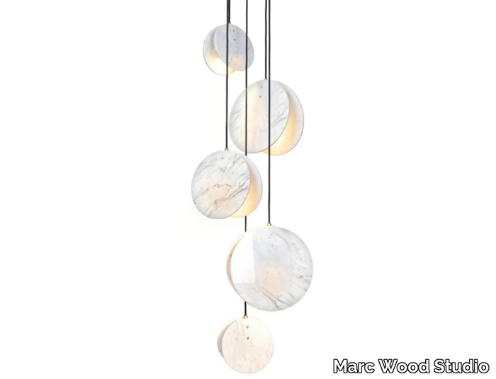 SHELL 5 PIECE - LED Carrara marble pendant lamp _ Marc Wood Studio