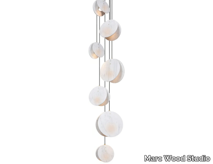 SHELL 7 PIECE - LED Carrara marble pendant lamp _ Marc Wood Studio