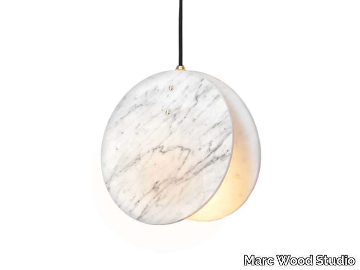 SHELL PENDANT - LED Carrara marble pendant lamp _ Marc Wood Studio