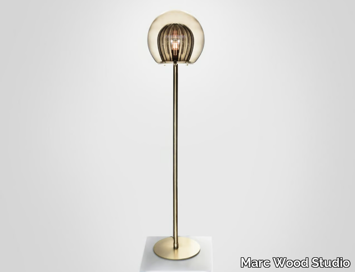 PLEATED CRYSTAL SMOKE - LED Borosilicate glass and metal floor lamp _ Marc Wood Studio