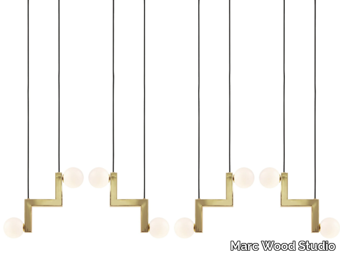 ZIG 4 PIECE - LED brass and opal glass pendant lamp _ Marc Wood Studio