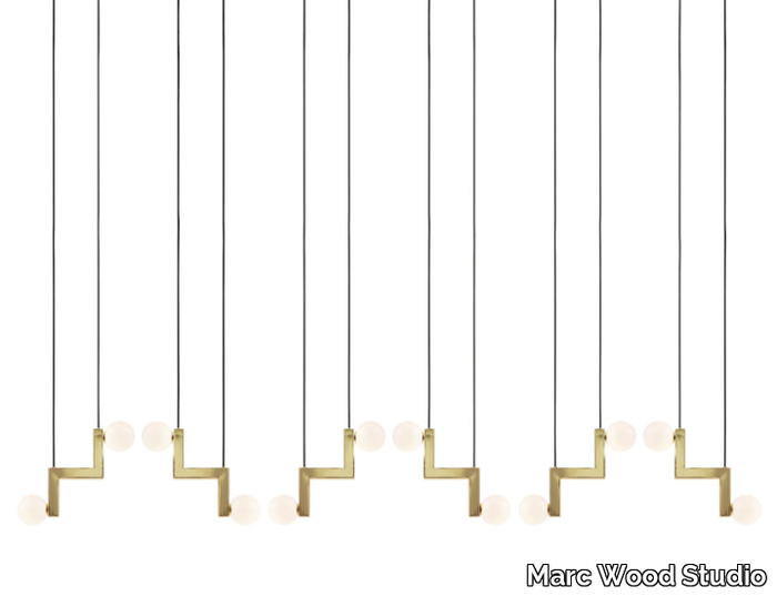 ZIG 6 PIECE - LED brass and opal glass pendant lamp _ Marc Wood Studio