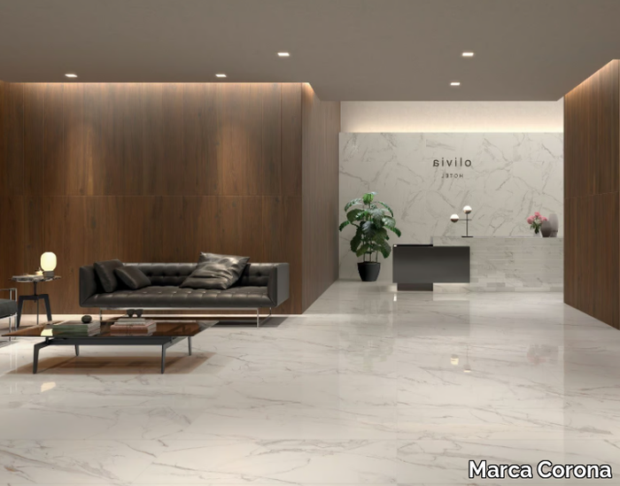 MOTIF EXTRA CALACATTA GOLD - Porcelain stoneware flooring with marble effect _ Marca Corona