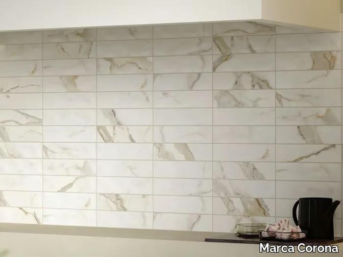 MINIATURE SCULTOREA CALACATTA ORO FINO - Porcelain stoneware wall tiles with marble effect _ Marca Corona