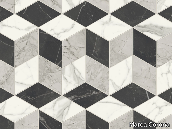 SCULTOREA MIX COLD - Porcelain stoneware wall/floor tiles with marble effect _ Marca Corona