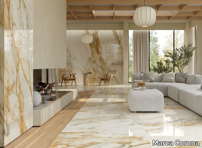 SCULTOREA CALACATTA VENA ANTICA - Porcelain stoneware wall/floor tiles with marble effect _ Marca Corona