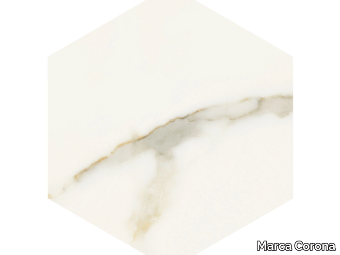 SCULTOREA ESAGONA CALACATTA ORO FINO - Porcelain stoneware wall/floor tiles with marble effect _ Marca Corona