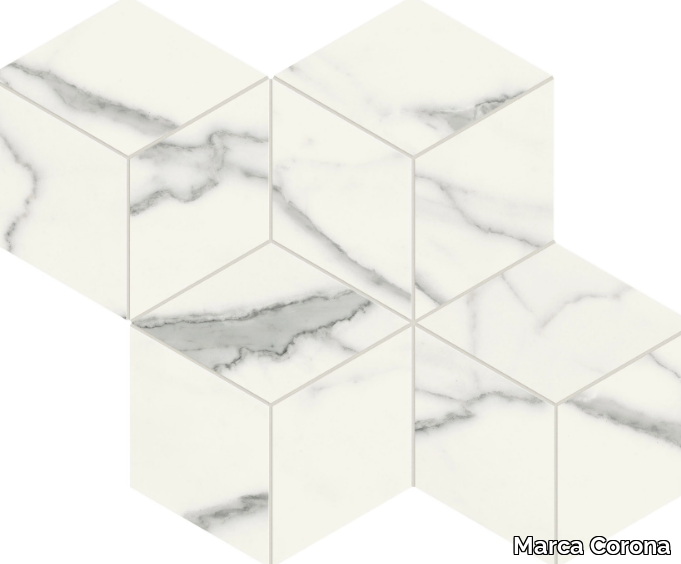 SCULTOREA STATUARIO VENA ARGENTO - Porcelain stoneware mosaic _ Marca Corona