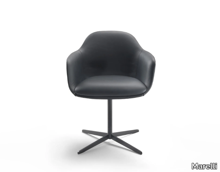 CHIA SWIVEL - With 4-spoke base leather chair with armrests _ Marelli