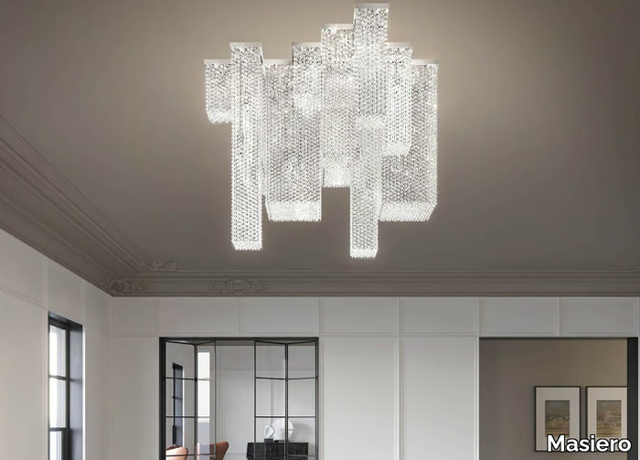 CUBO COMBO PL 100 SQ - Ceiling lamp with crystals _ Masiero