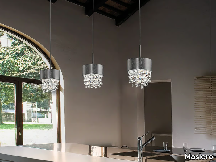 OLÁ S2 15 - LED painted metal pendant lamp with crystals _ Masiero