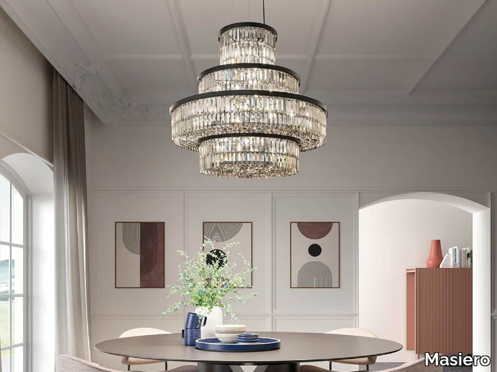 PALLADIO S 15/90/80 - Painted metal pendant lamp with crystals _ Masiero