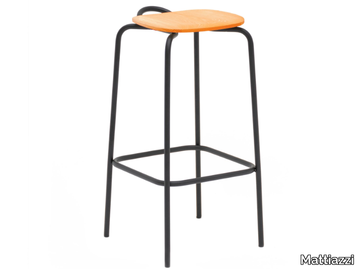 MC16 FORCINA - High stainless steel and wood garden stool with footrest _ Mattiazzi