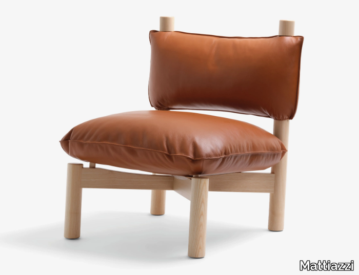 MC25 PAF PAF - Leather and ash wood easy chair with removable cover _ Mattiazzi