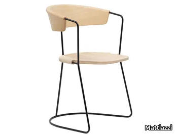 MC9 UNCINO - Sled base steel and ash wood chair _ Mattiazzi