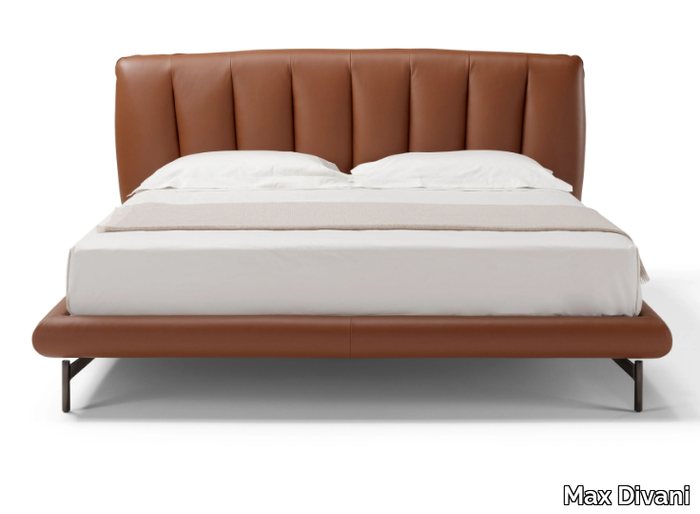 PERLA - Leather double bed with upholstered headboard _ Max Divani