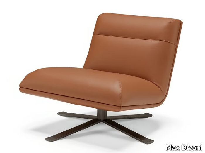 SCOTT - Leather armchair with 4-spoke base _ Max Divani