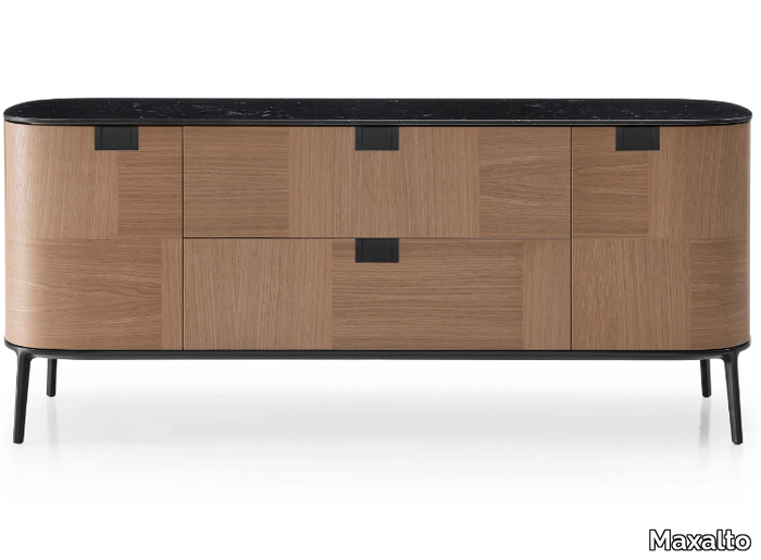 TESAURUS - Wooden sideboard with flap doors _ Maxalto