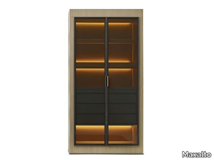 ERACLE - Wooden display cabinet with integrated lighting _ Maxalto