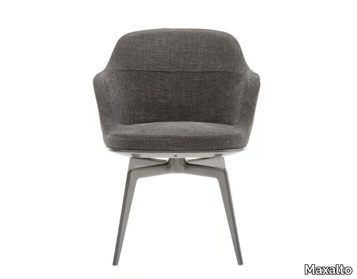 CARATOS - Swivel fabric chair with armrests _ Maxalto