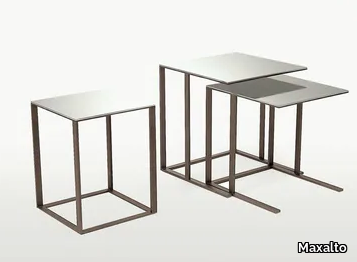 ELIOS - Modular square mirrored glass coffee table _ Maxalto