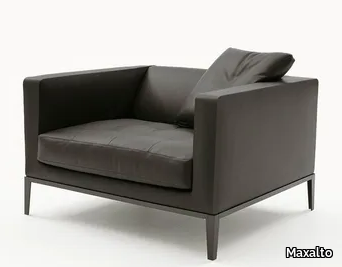 SIMPLICITER - Upholstered leather armchair with armrests _ Maxalto