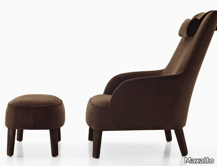 FEBO BERGERE - Upholstered bergere fabric armchair with headrest _ Maxalto