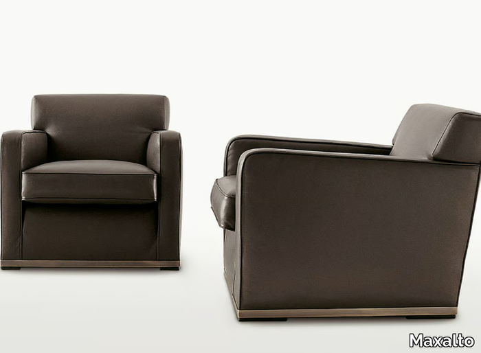 IMPRIMATUR - Upholstered leather armchair with armrests _ Maxalto