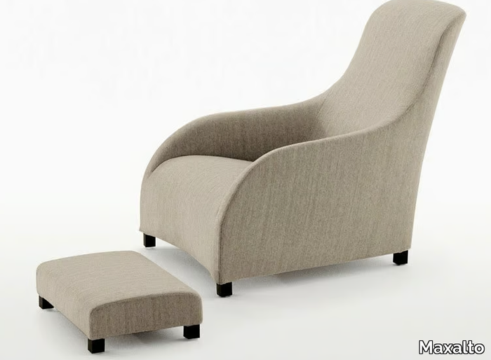 KALOS - Bergere fabric armchair with footstool high-back _ Maxalto