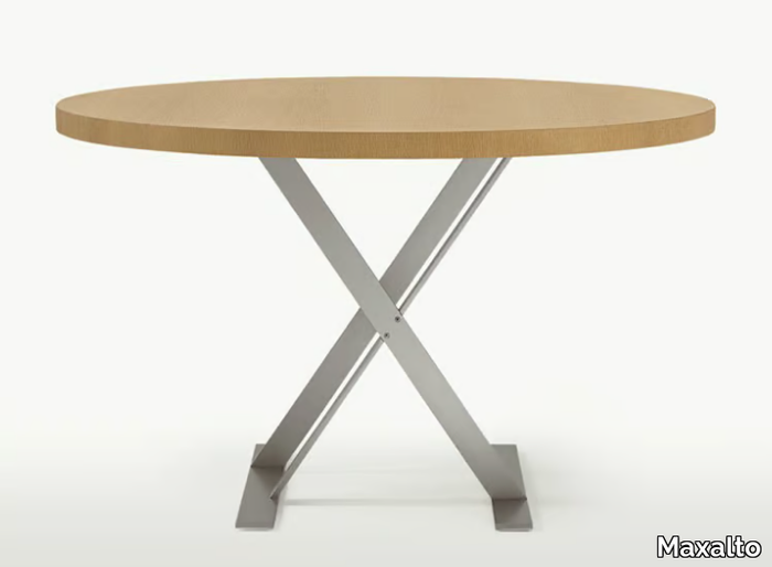 MAX - Round steel and wood table _ Maxalto