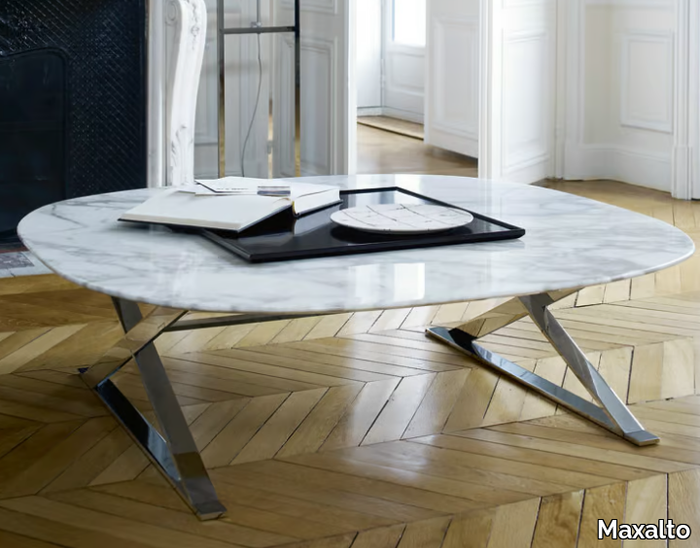 PATHOS - Low square marble coffee table _ Maxalto