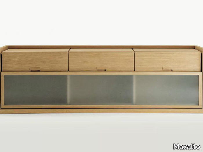 INCIPIT - Wood and glass sideboard with sliding doors with drawers _ Maxalto