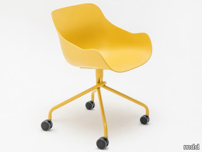 BALTIC BASIC - Swivel trestle-based polypropylene chair with castors _ mdd