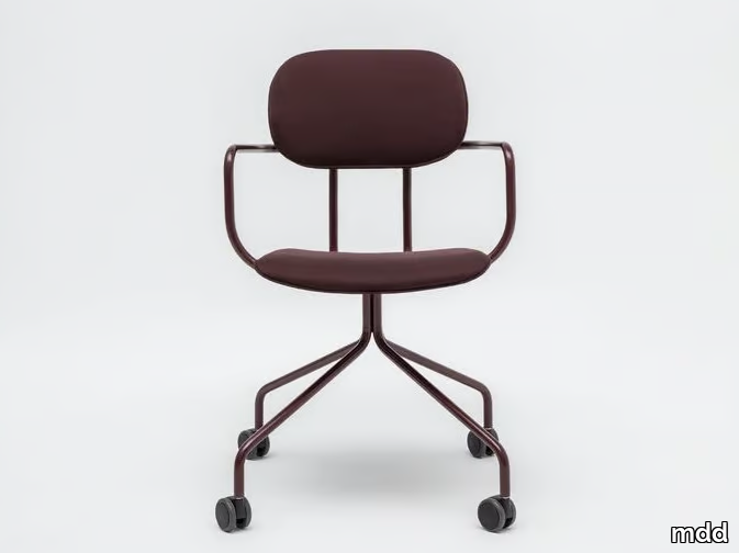 NEW SCHOOL - Trestle-based fabric chair with castors with armrests _ mdd