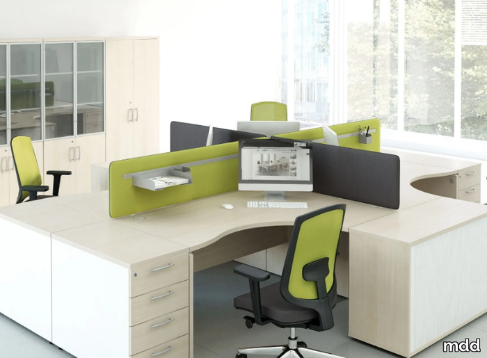 OGI_V - Sectional multiple office desk with sound absorbing screens _ mdd