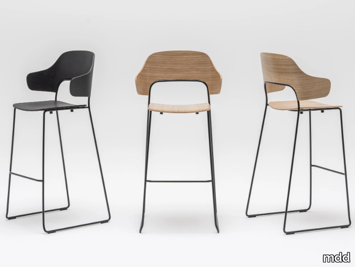 AFI - Stackable sled base stool with back _ mdd