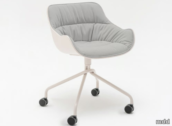 BALTIC SOFT - Swivel trestle-based fabric chair with castors _ mdd