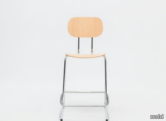 NEW SCHOOL - Sled base high plywood stool with footrest _ mdd